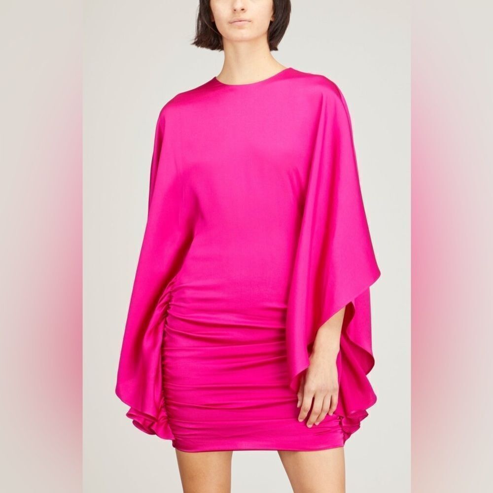 Jonathan Simkhai Bell Sleeved Kadence Mini Dress in Bougainvillea